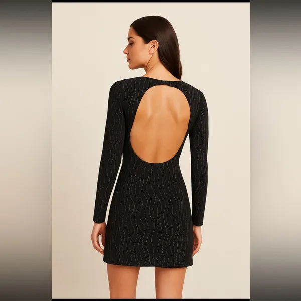 Express Chic Black Open-Back Dress - Image 2