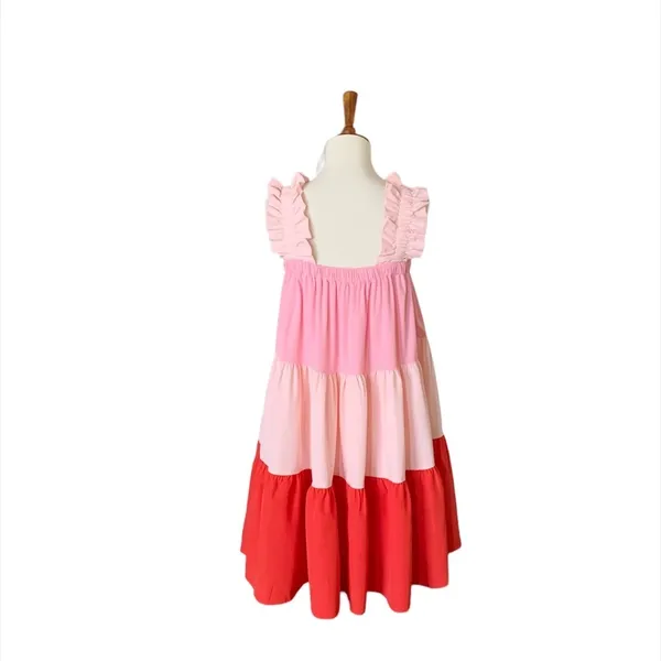 Entro Tiered Babydoll‎ Mini Dress Size Small Red Pink - Image 7