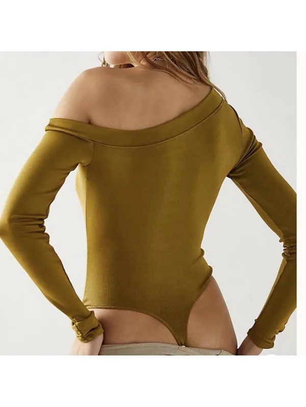 Free People That’s Hot One Shoulder Bodysuit Olive Green Size L - Image 3