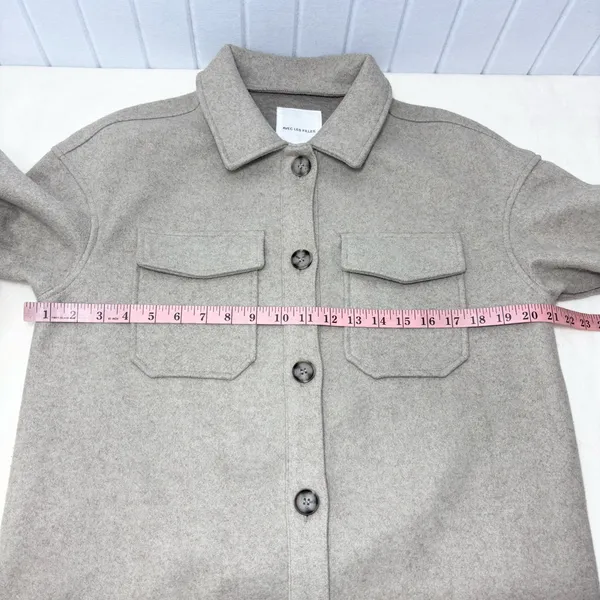 Avec Les Filles Tan Oat Melange Utility Shacket‎ Jacket Size S - Image 4