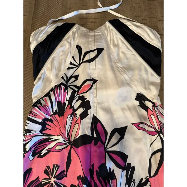 VTG Bebe Y2K Silk Floral Halter Dress - XXS Bustier Style‎ Cocktail - Image 3
