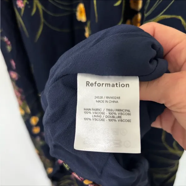 Reformation Ingrid Navy Mademoiselle Maxi Dress Size 4 - Image 6