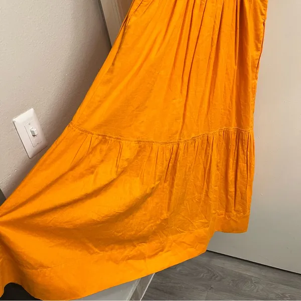 Anthropologie Orange Flutter Sleeve Button Front Midi Dress XS - Image 8