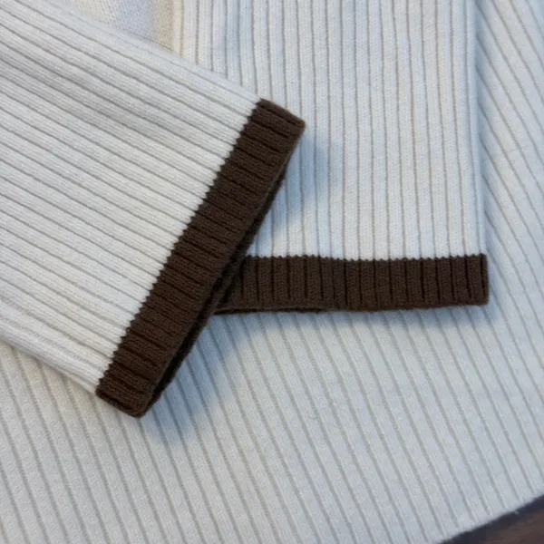 Hatch Maternity Merino Wool Striped Sweater Cream Brown Size 0 - Image 3