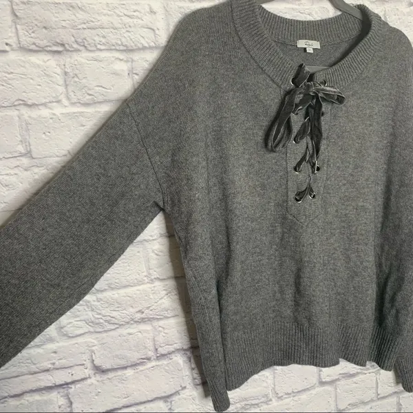 Rails Cashmere Wool‎ Blend Olivia Lace Up Sweater C32 - Image 8