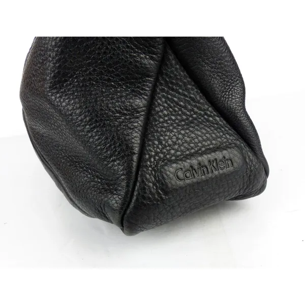 Calvin Klein Black Pebbled Leather Shoulder Bag Hobo Purse Slouchy Zip Y2K - Image 6