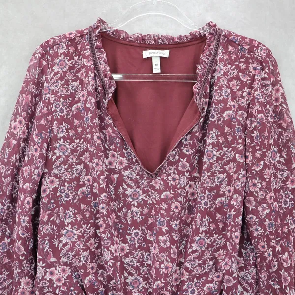 Speechless Purple Floral Fit Flare‎ Boho Ruffle Flirt Bell Sleeve Dress Plus 1X - Image 3