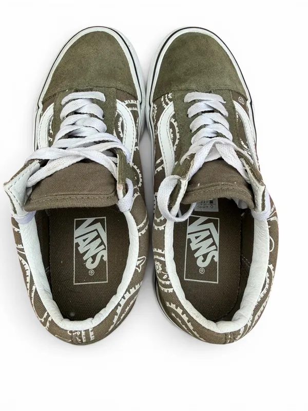 Vans Old Skool Paisley Sneakers Olive Brown‎ White Women’s 6 - Image 6
