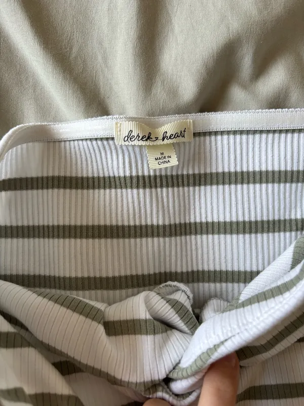 Derek Heart Olive and White Striped Dress - Image 3