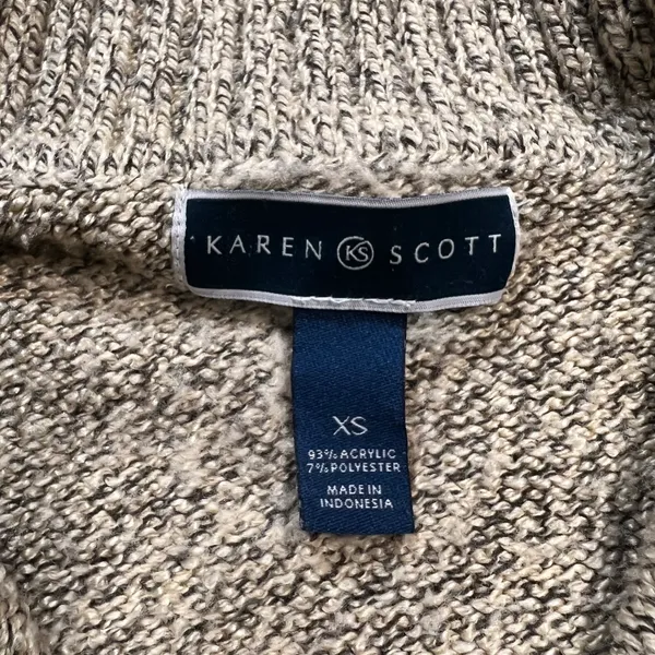 Tan Beige Marled Full Zip Up Knit Sweater Jacket XSmall EUC - Image 4