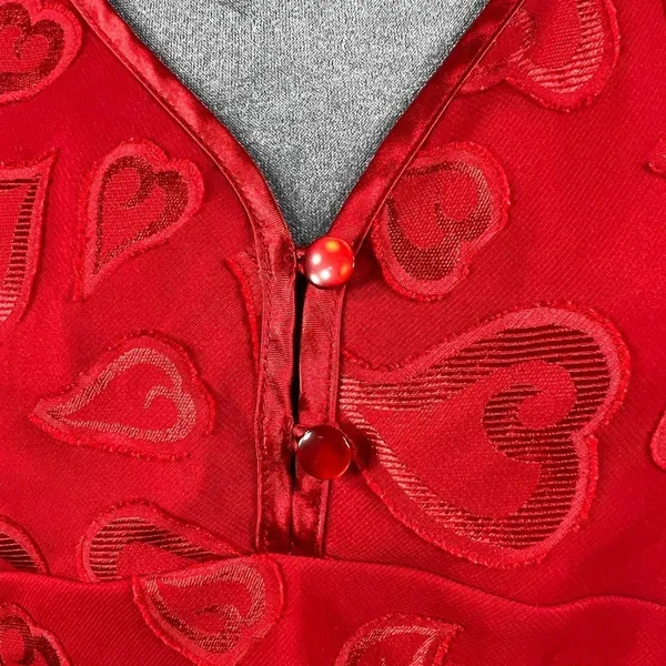 Red Babydoll Camisole Tank Top Medium Textured Hearts Mesh Coquette Y2K Vintage‎ - Image 10