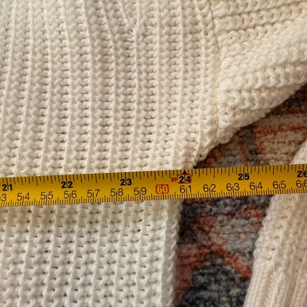 Banana Republic Cream White Oversized Chunky Knit V-Neck Sweater 100% Cotton Lrg - Image 7