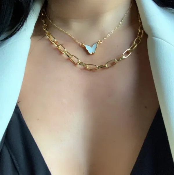Stay Fly Butterfly Layered Gold Necklace - Image 4