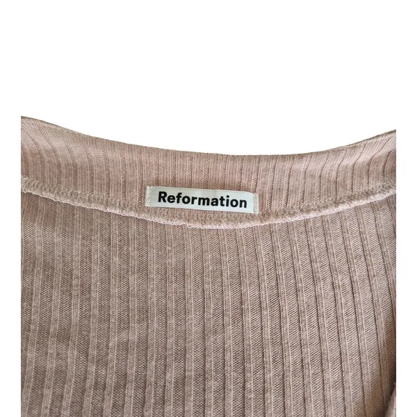 Reformation Pink Ribbed Knit Gellar Top Size: XS - Image 4