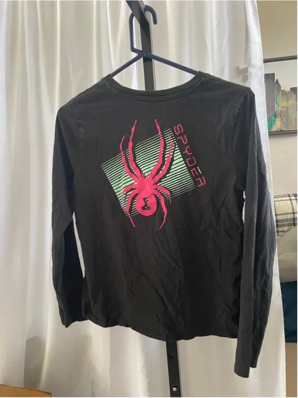 Women's Spyder Long Sleeve Tee Black Pink Size M - Image 2