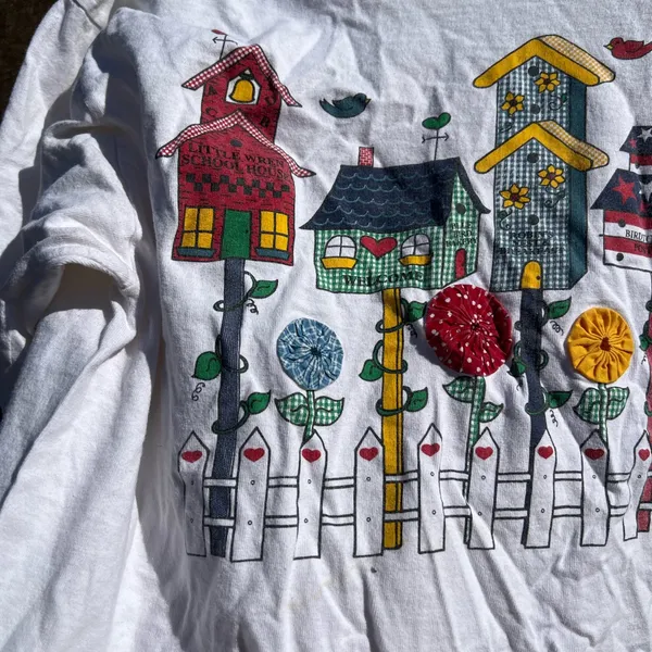 Vintage Bird Houses 1995 Vicki Melhart Single Stitch T Shirt Size L USA Made - Image 7
