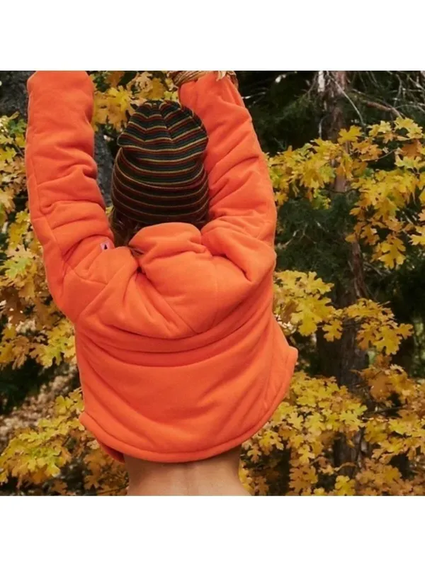 FP MOVEMENT Free People Neon Orange Puffer Fleece Jacket Cropped Insulated Sz L - Image 2