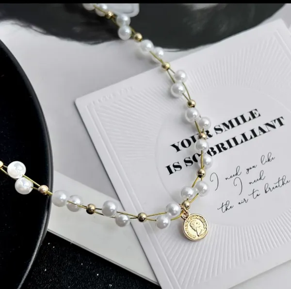 Vintage fashion Gold Plated Pearl Necklace - Image 2
