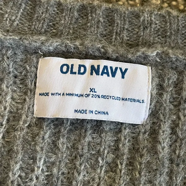 Old Navy Gray Ribbed Long Sleeve Pullover Crewneck Sweater XL - Image 2