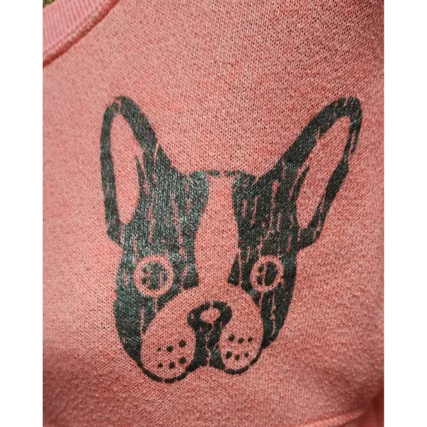 Rampage Pullover Sweatshirt‎ Dog Graphic Bonjour Coral Pink Comfy Medium - Image 2