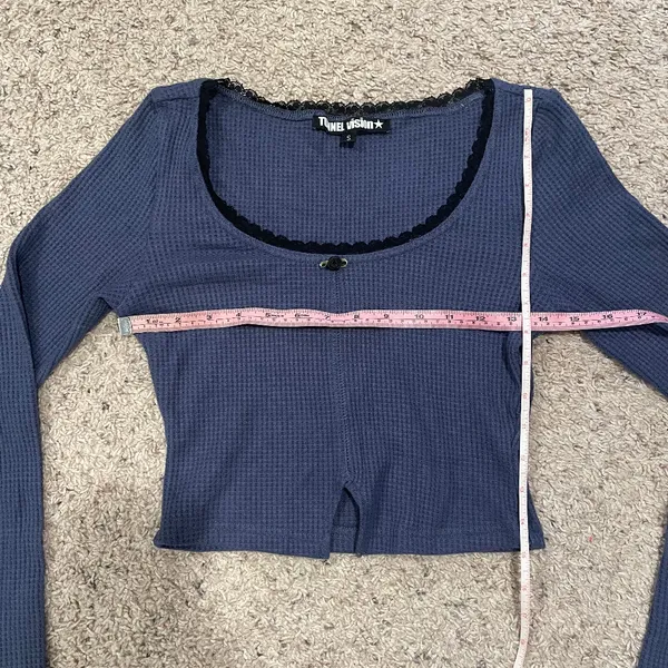 Tunnel Vision Rosa Blue Lace-trimmed Thermal Long-Sleever - Image 4