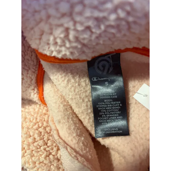 Champion C9 Womens Peach Pink Sherpa Fleece Quarter Zip Pullover Sweater Small‎ - Image 7