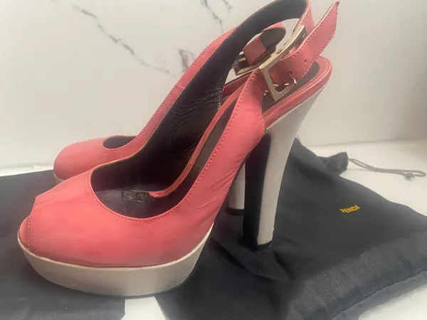 Platform Peep Toe High Heels Pink/White Made in Italy Women’s shoe size 36 - Image 5