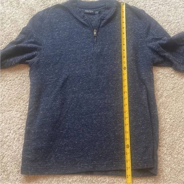 Nautica Size Large Navy Blue 1/4 Zip Pullover Shirt. - Image 5