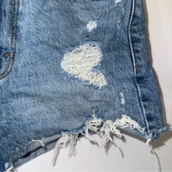 abercrombie fitch High Rise Mom Shorts‎ Distressed Blue Size 27/4 - Image 5
