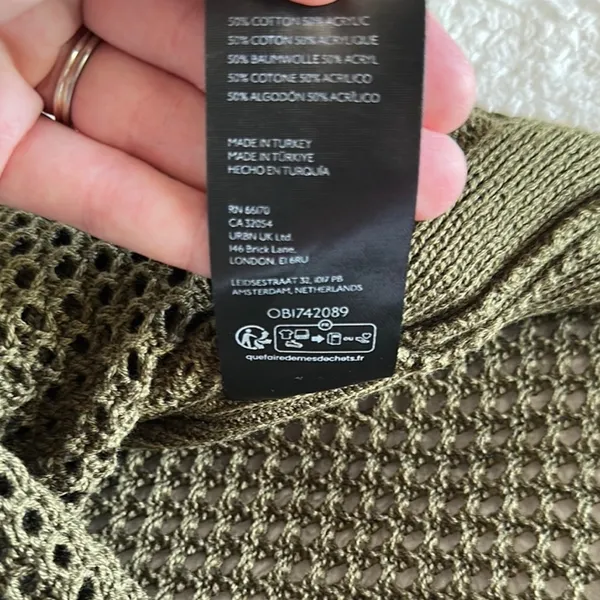 Anthropologie Olive Mesh Knit Top Size Small - Image 13