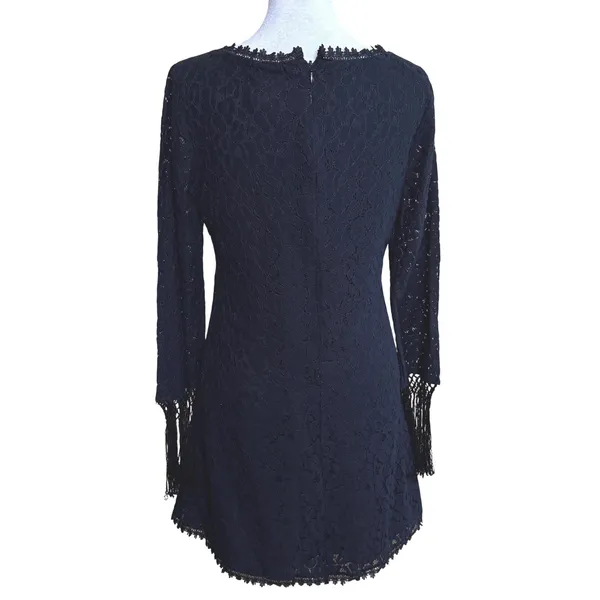 Denim & Supply Ralph Lauren‎ Lace Mini Dress Size 4 Black Fringe Victorian Goth - Image 2