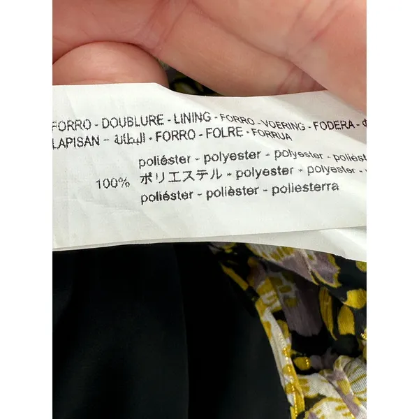 Zara Women Metallic Floral One Shoulder Mini Ruffle‎ Bodycon Dress Multicolor M - Image 8