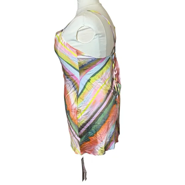 Missguided Rave Printed Satin Cowl Neck Cami Bodycon Mini Dress 2XL Festival‎ - Image 7