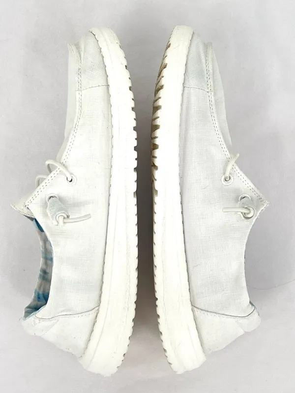 HEY DUDE Wendy Silk Moon White Canvas Slip-On Loafers Women’s 7 - Image 4