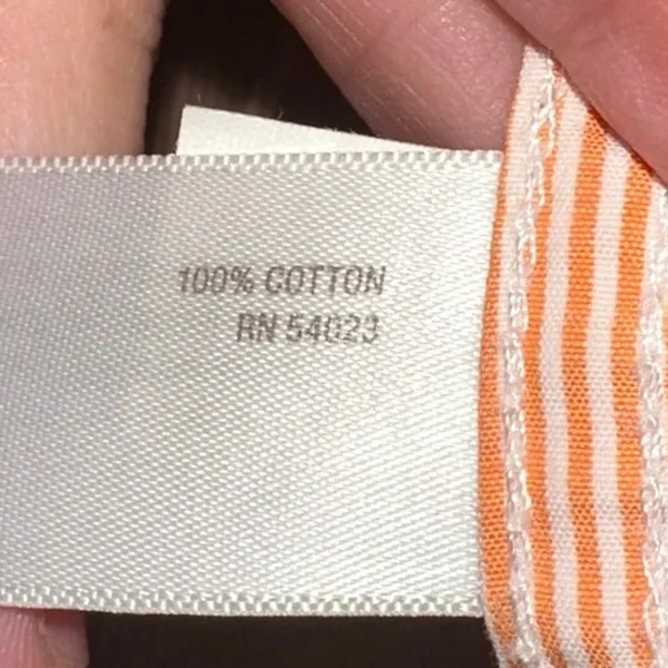 Old Navy‎ Orange White Stripe Button Down Shirt Small Long Sleeve Casual - Image 5