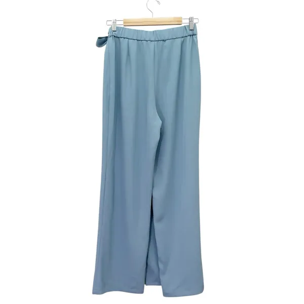 Halara Flex High Waisted Tie Side Wide Leg Work Pants Blue Wrap Size Medium - Image 3