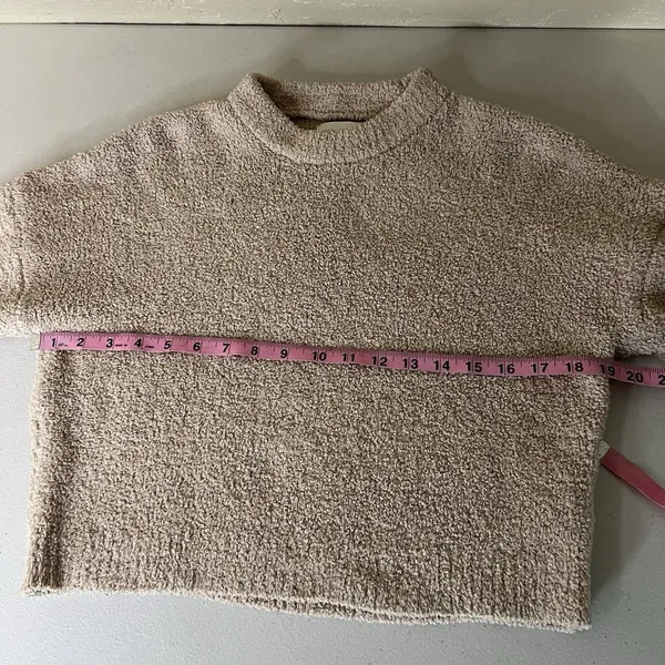 Abercrombie Fitch Soft A & F‎ Sweater Womens S Beige Sherpa Fleece Pullover - Image 5