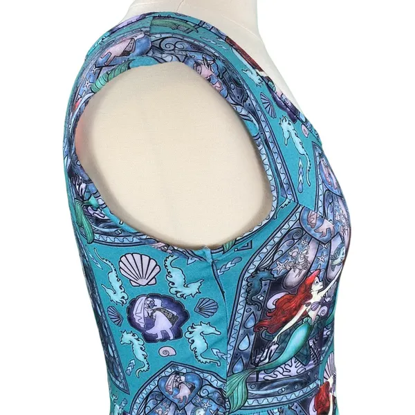 The Little Mermaid Teal Ariel Print Open Back Skater Dress - Image 5