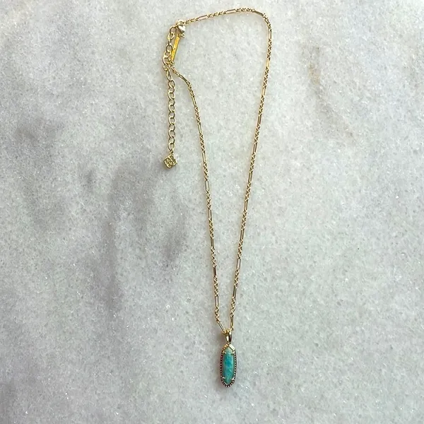 Kendra Scott pendant necklace genuine stone 14K gold over brass jewelry New OS - Image 3