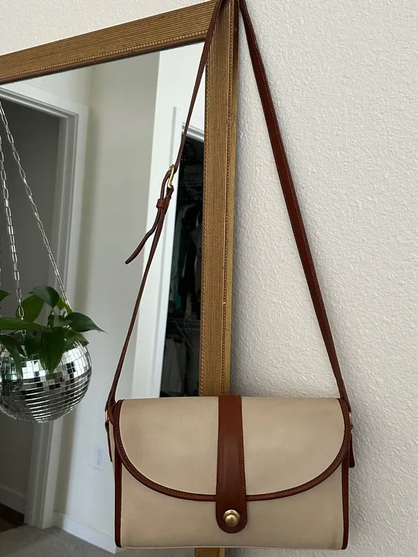 COACH Vintage RARE Spectator Saddle Crossbody Bag Bone & Tabac Leather 077-6787 - Image 16