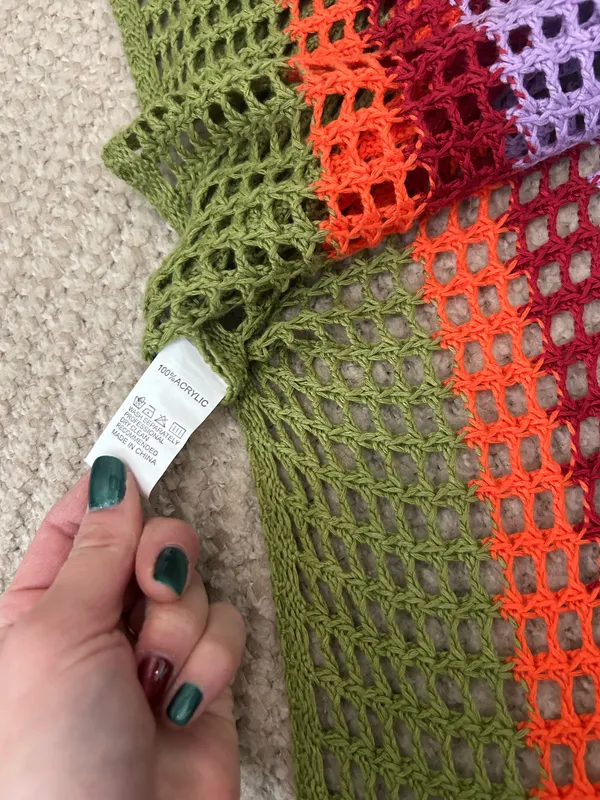 Rainbow crochet poncho shirt Multiple - Image 7