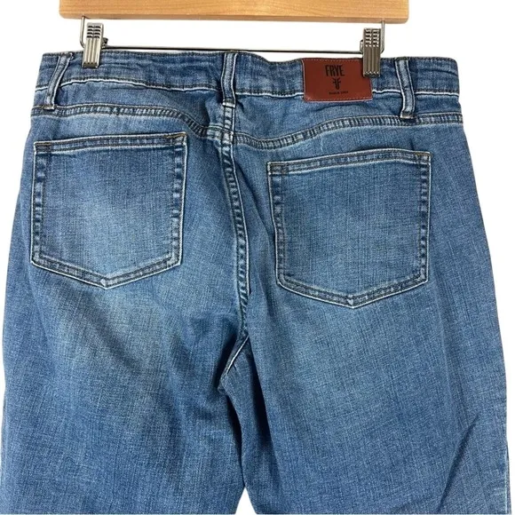 Frye Mid Rise Boyfriend Solid Denim Jeans‎ Medium Wash Casual Stretch Size 10 - Image 5