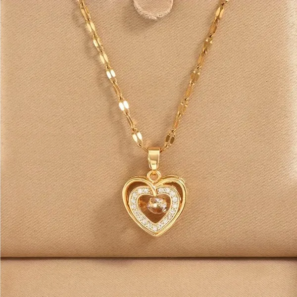 Graduation Gift 🎓 Golden Love Heart Pendant Necklace, Simple Necklace - Image 4
