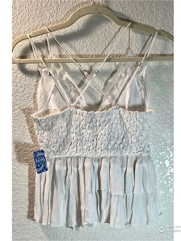 Free People FP One Adella Lace Cami White XS NWT Boho Bralette Tank Top $68 - Image 4