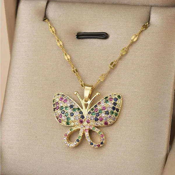 Elegant Gold Butterfly Pendant Necklace - Image 3