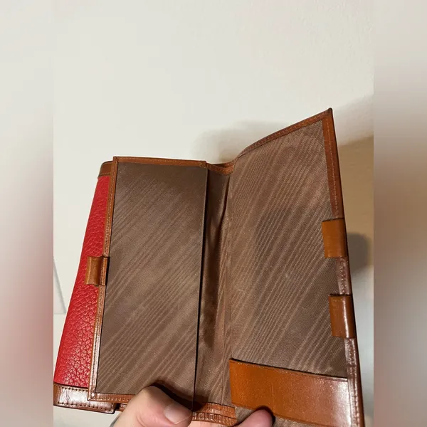 Dooney & Bourke Pebbled Leather Awl Checkbook Organizer Kisslock Trifold Wallet - Image 11