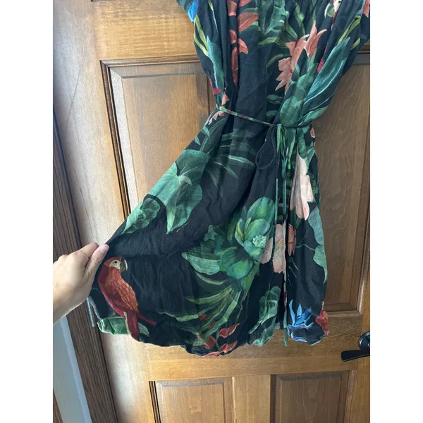FARM RIO Midnight Macaw Fiesta Linen Blend Mini Dress Size XL - Image 5