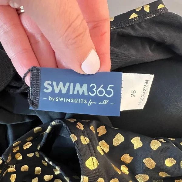 Swim365 Black Gold Spotted Adjustable Strap Mesh Trim Swim Top Dress Size 26 - Image 7