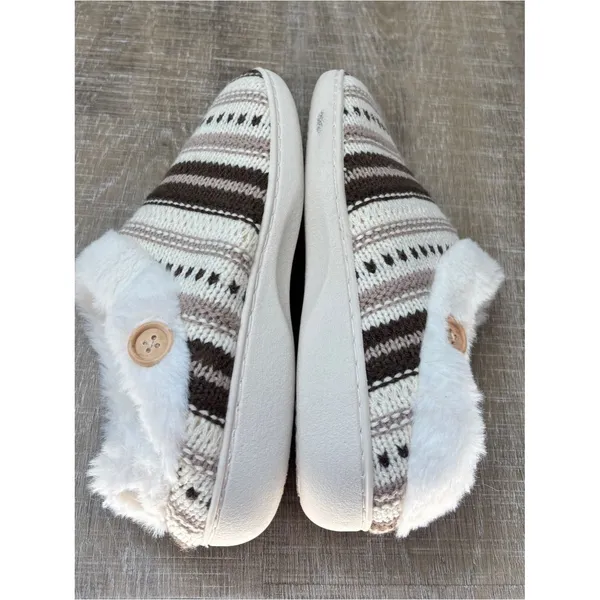 Aerosoles Memory Foam Fur Lined Fair Isle Knit Slippers Womens Medium 6.5 7 7.5 - Image 7