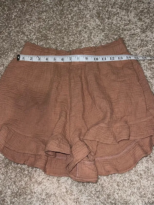 Show Me Your Mumu Women's Brown Ruffle Hem Pull-On Elastic Waist Shorts M - Image 6